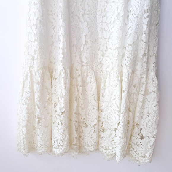 Sugar+Lips White Lace Midi Dress Ruffle Hem Medium - Picture 9 of 9